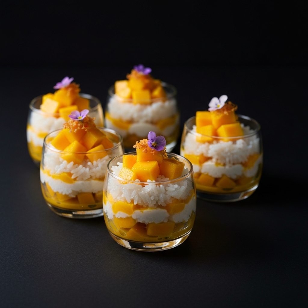 Mango Sticky Rice Pudding Parfaits
