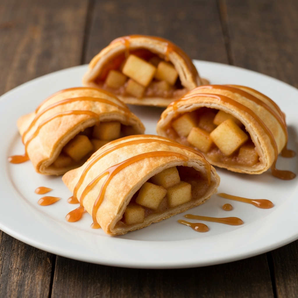 Apple & Cinnamon Empanadas with Caramel Drizzle (Dessert)