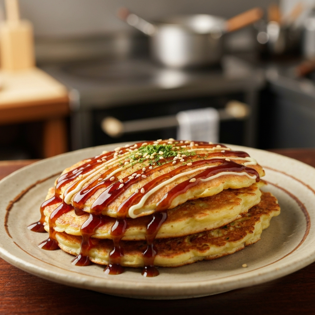 Savory Okonomiyaki Pancakes with Shiitake Mushrooms and Scallions