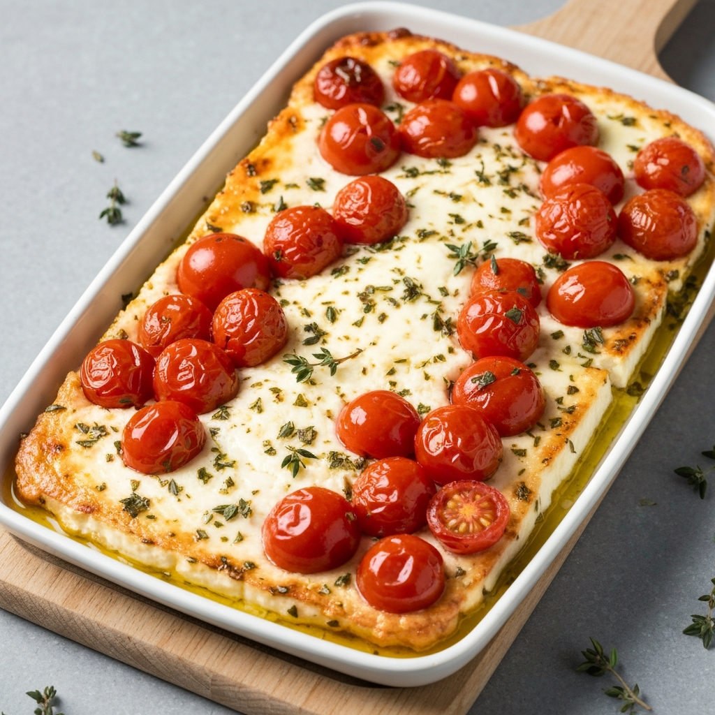 Baked Feta with Roasted Cherry Tomatoes and Herbs