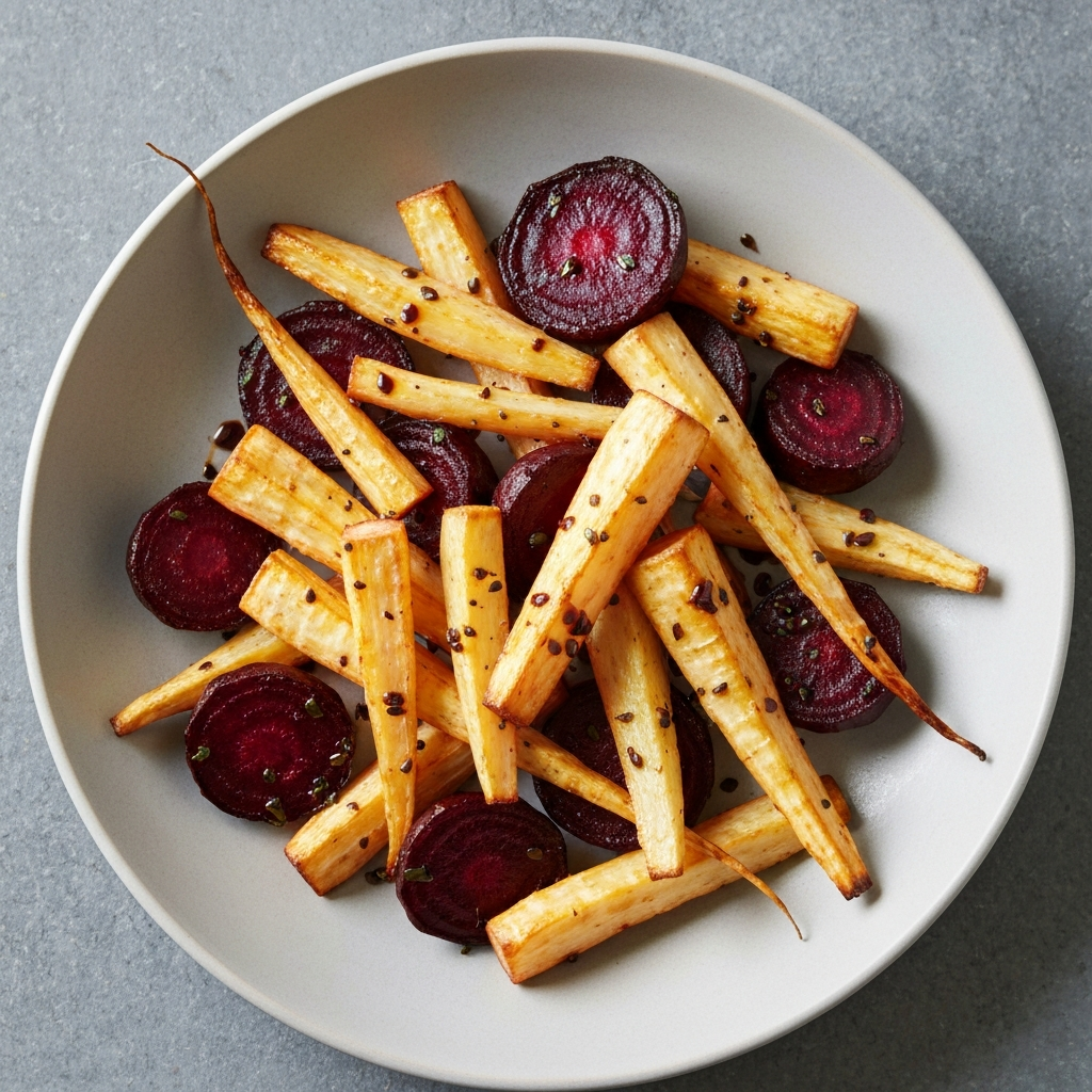 Roasted Parsnip and Beetroot with Balsamic Glaze