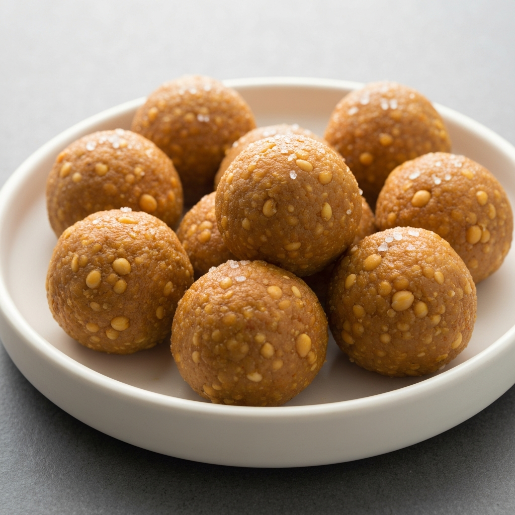 Besan Ladoo (Chickpea Flour Sweets) with Ghee and Sugar