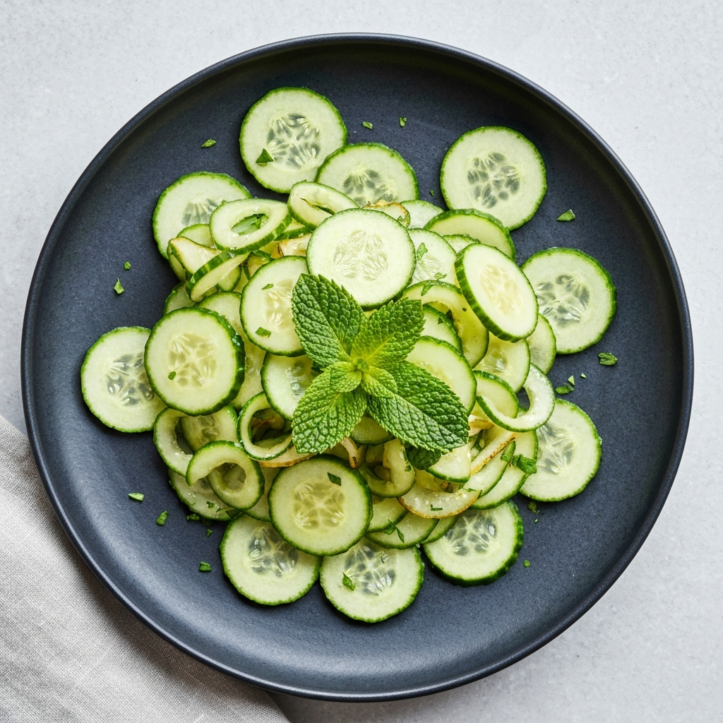 Cucumber and Mint Ribbon Salad with Lemon-Dill Dressing