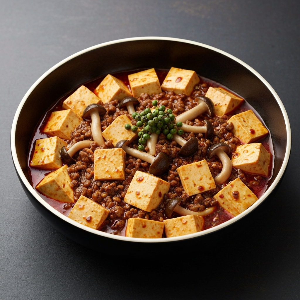 Sichuan Vegetarian Mapo Tofu with Mushrooms