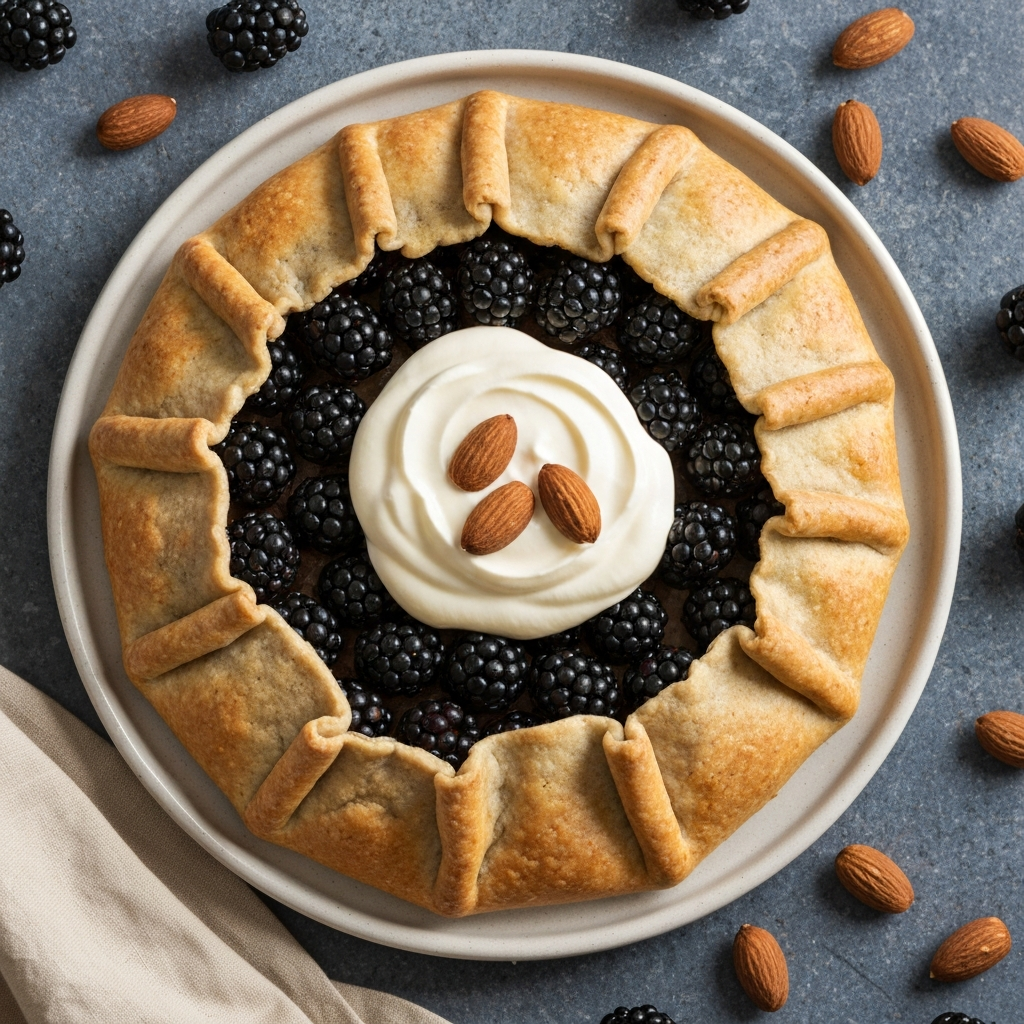 Blackberry and Almond Galette with Crème Fraîche