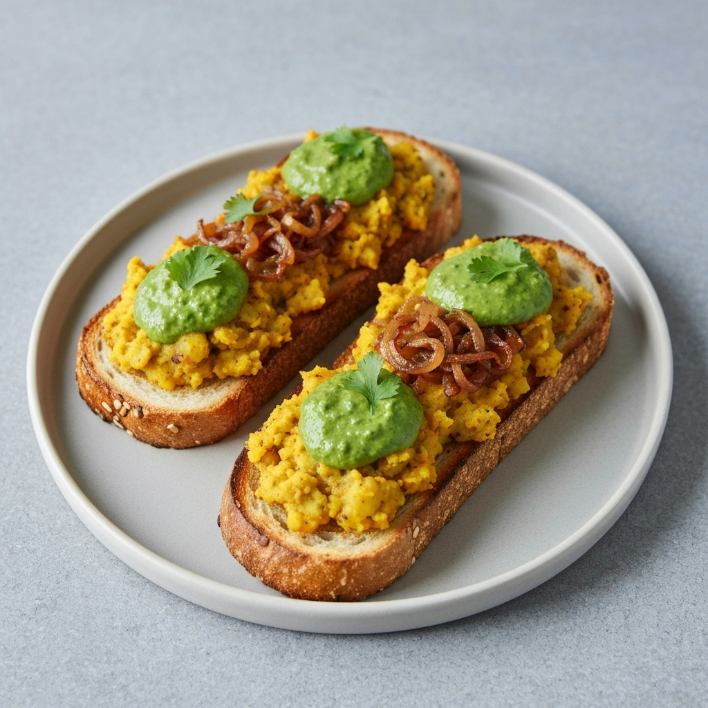 Bombay Masala Toast with Coriander Chutney