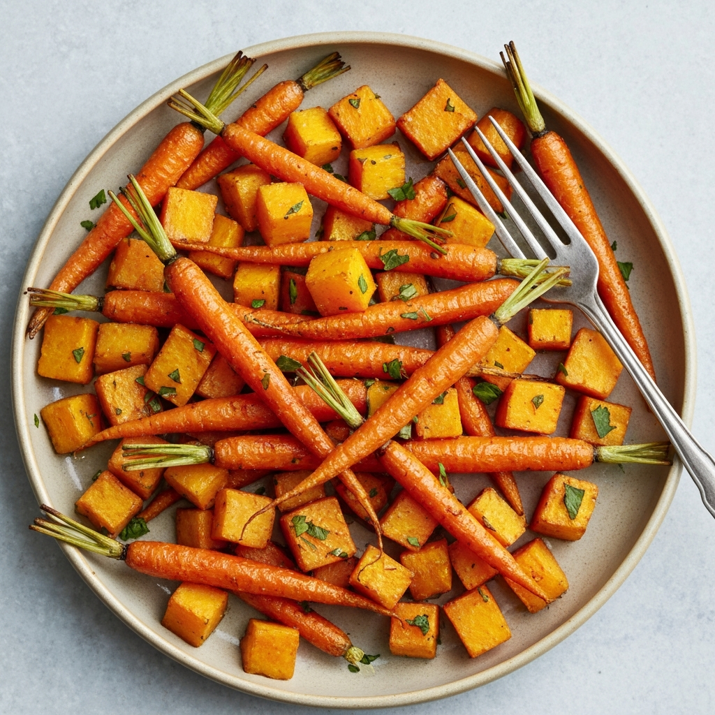 Roasted Carrot and Butternut Squash with Maple-Balsamic Glaze