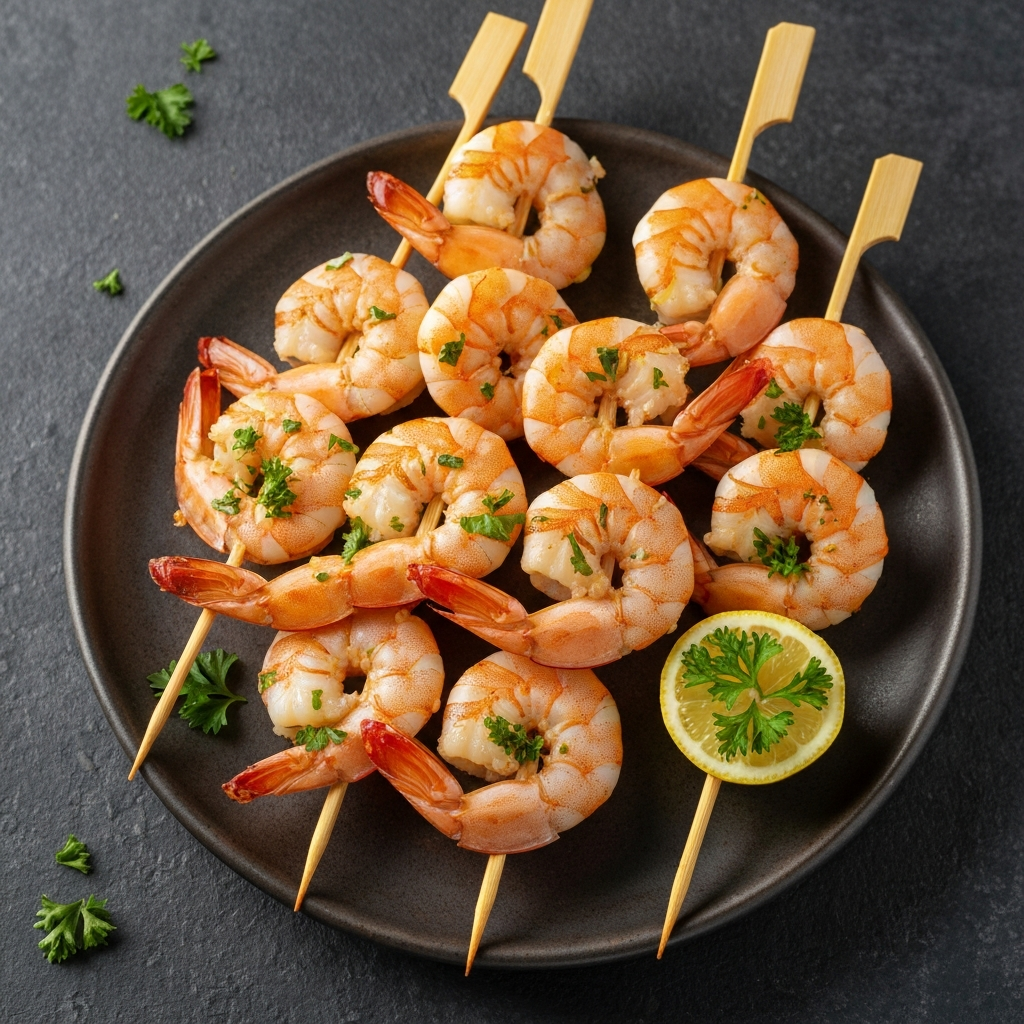 Garlic Shrimp Skewers with Lemon and Parsley (Gambas al Ajillo en Brochetas)