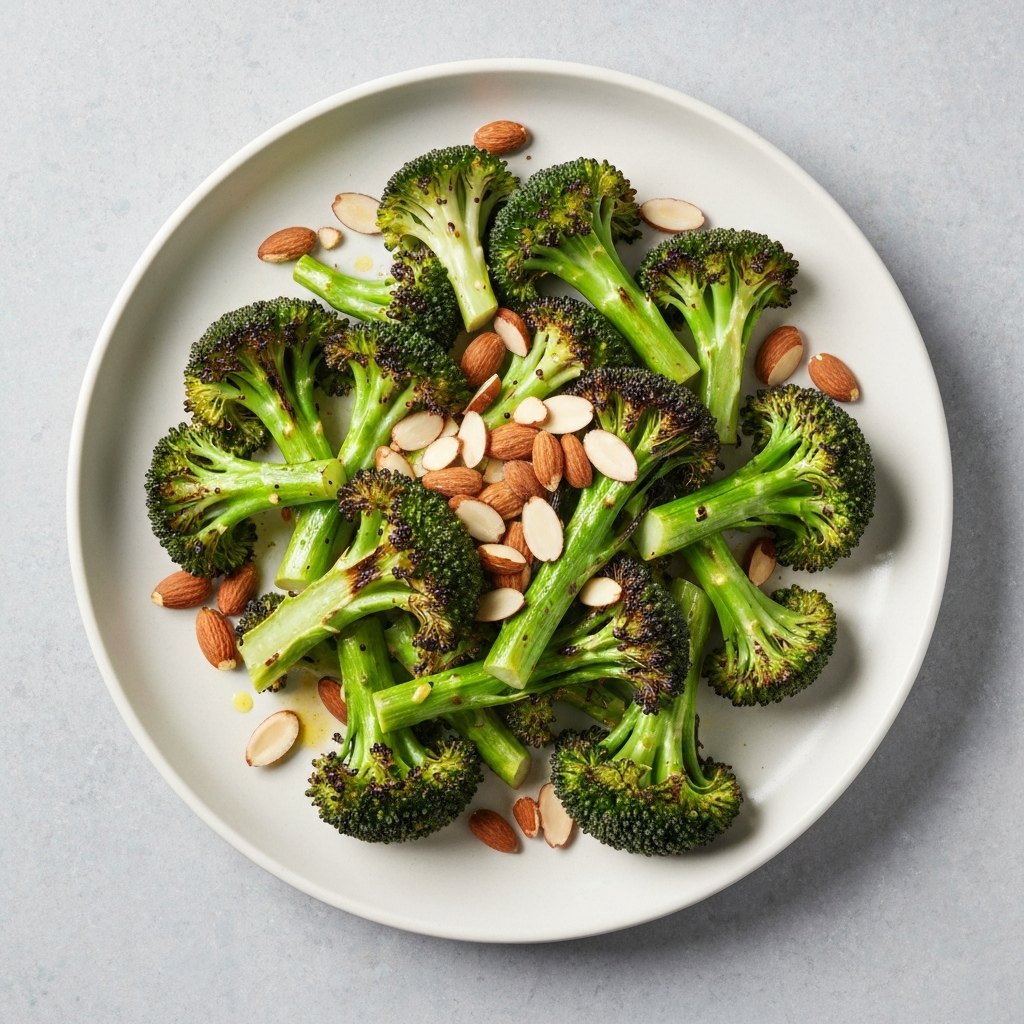 Charred Broccoli with Lemon-Garlic Dressing and Toasted Almonds