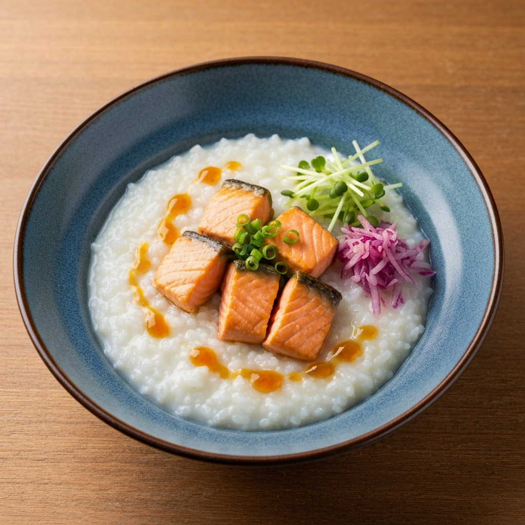 Savory Japanese Breakfast Bowl (Okayu with Miso Salmon)