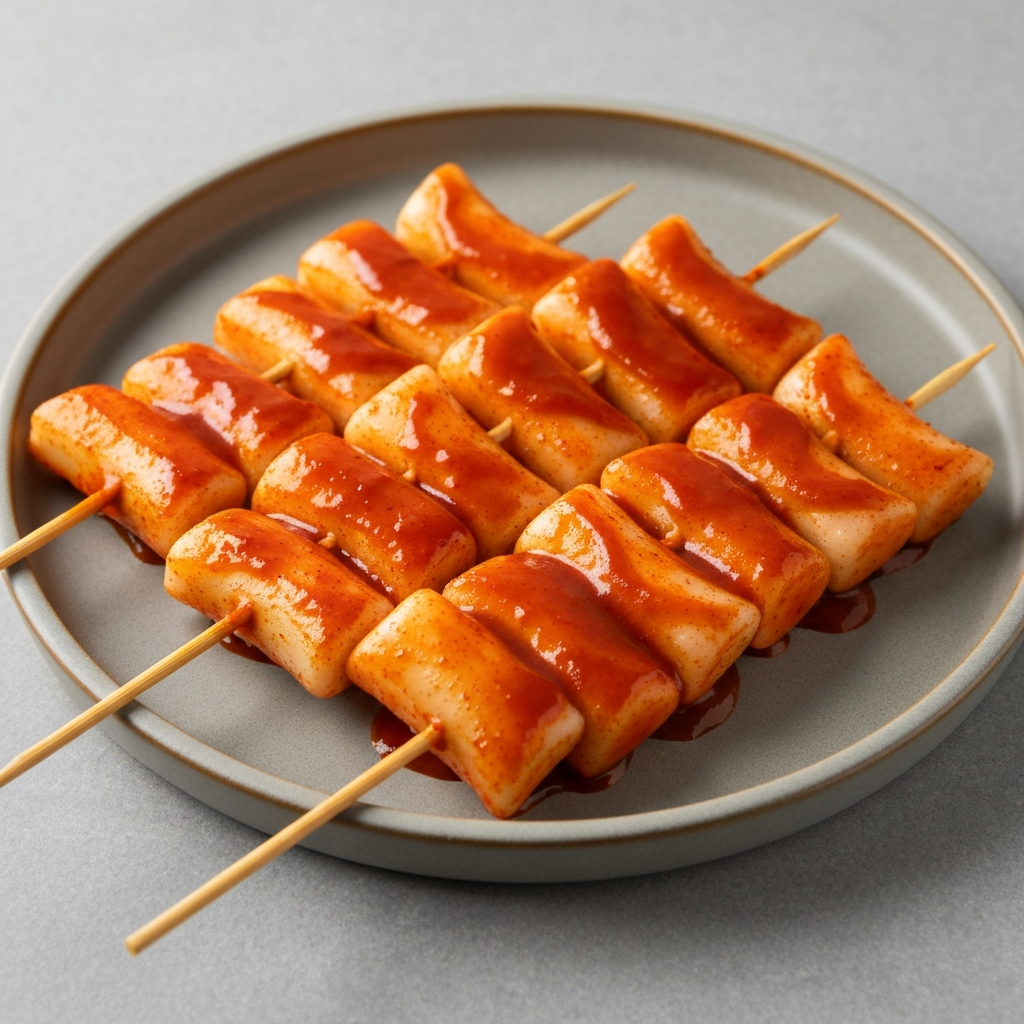 Spicy Korean Tteokbokki Skewers