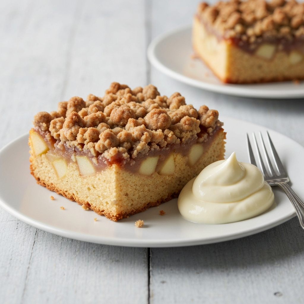 Jersey Apple Cake with Cinnamon Crumble and Clotted Cream