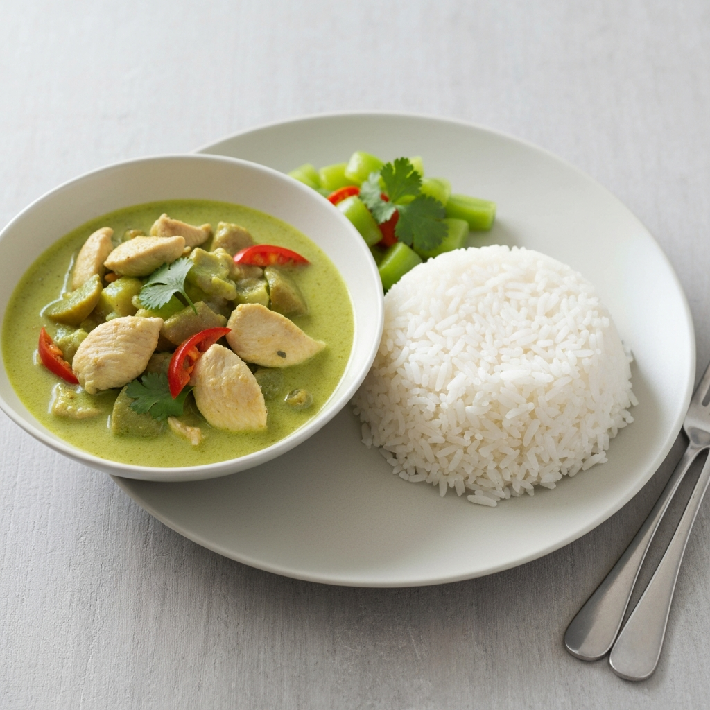 Thai Green Curry with Chicken and Coconut Rice
