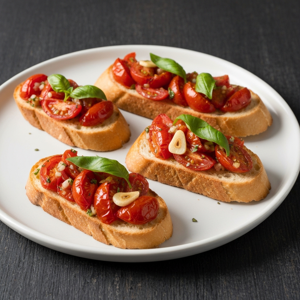Bruschetta with Roasted Tomatoes and Basil