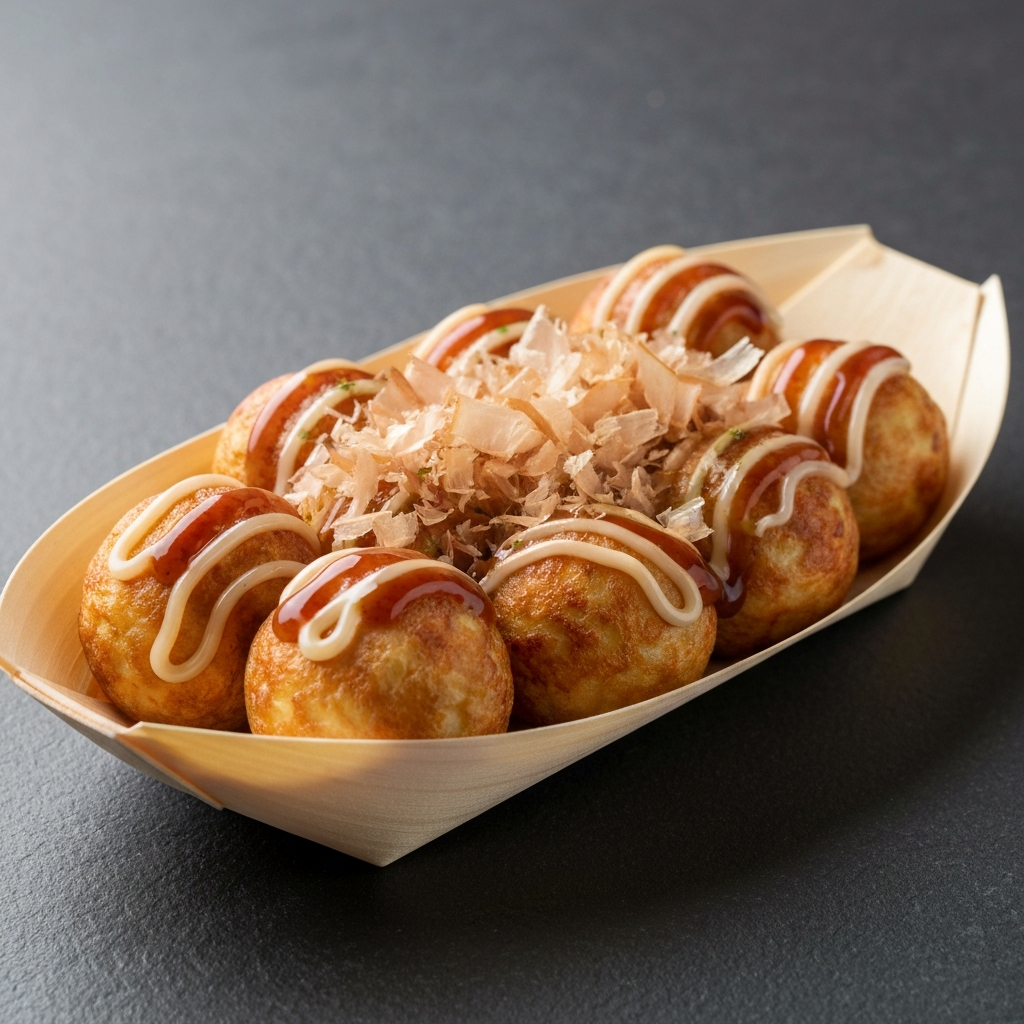 Takoyaki (Octopus Balls) with Takoyaki Sauce