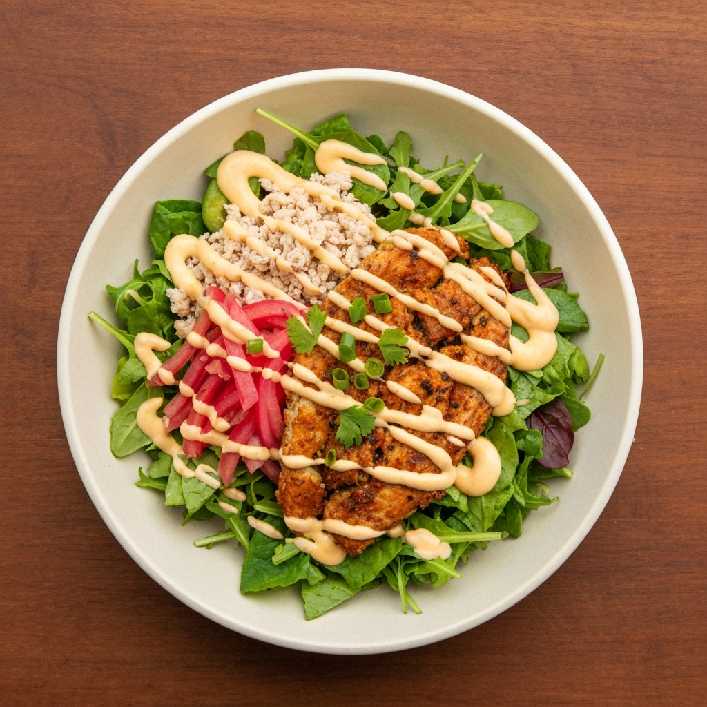 Banh Mi Salad Bowl with Pickled Vegetables and Spicy Mayo