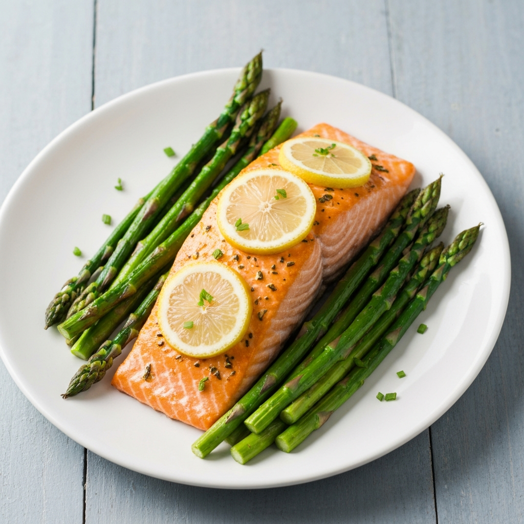 Lemon Herb Baked Salmon with Roasted Asparagus