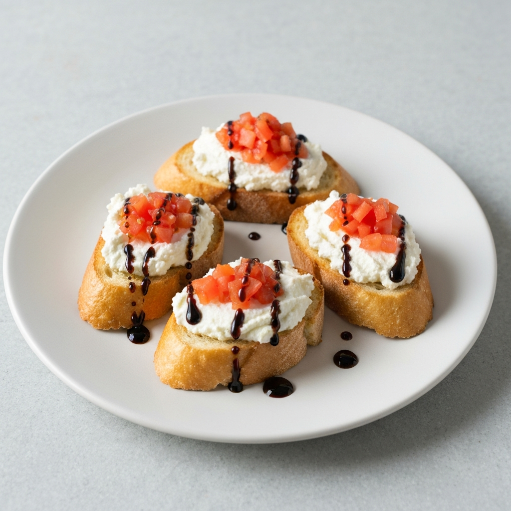 Bruschetta with Whipped Ricotta and Balsamic Glaze
