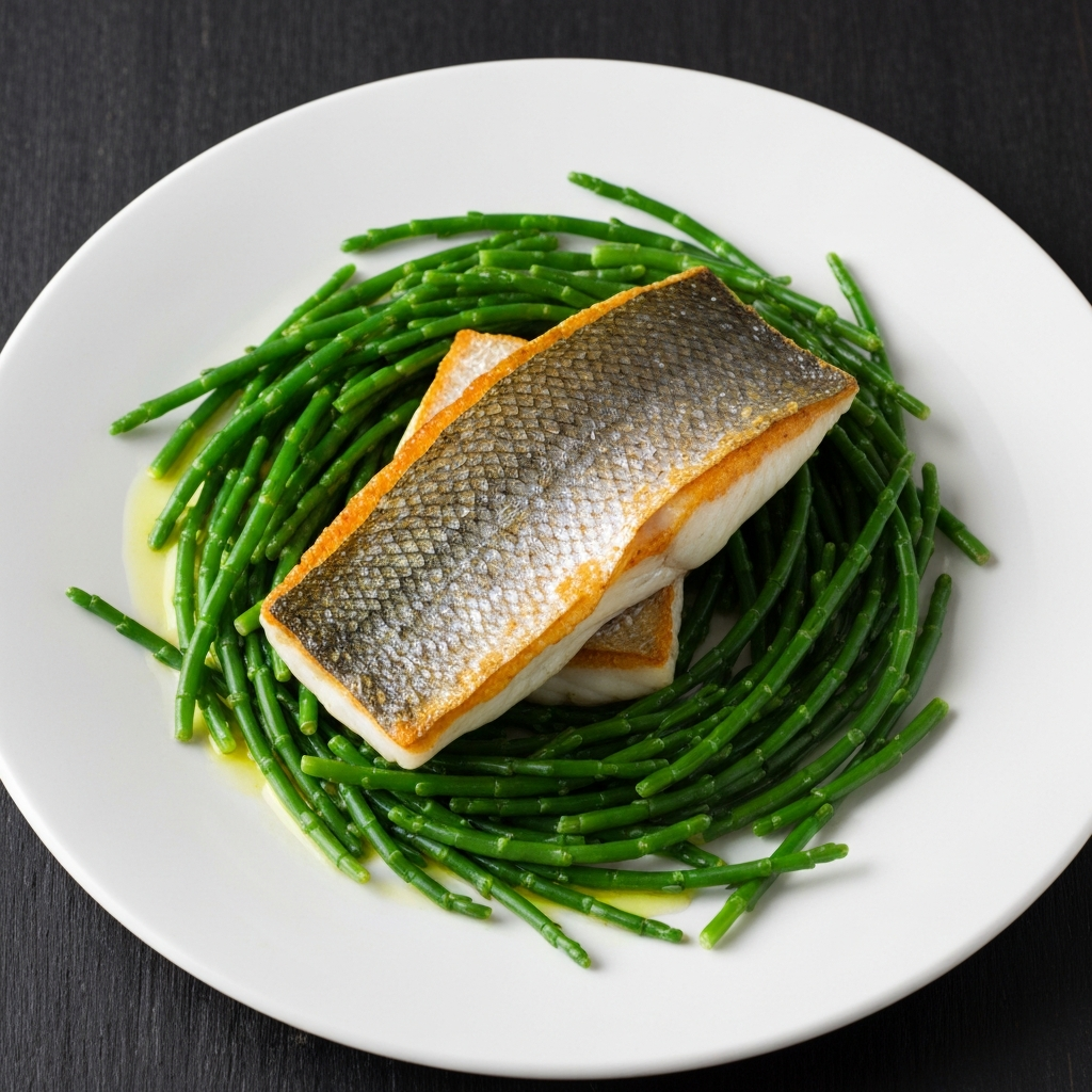 Pan-Seared Jersey Sea Bass with Samphire