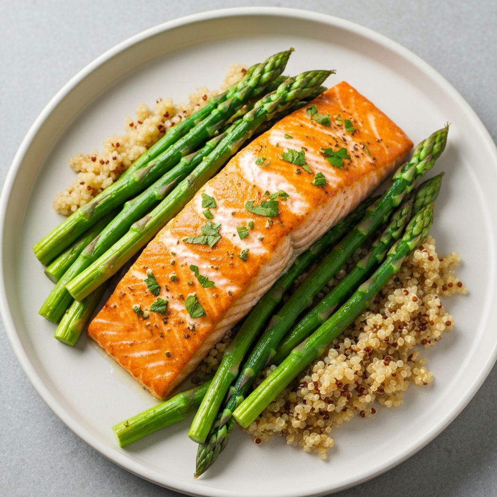 Lemon Herb Baked Salmon with Asparagus and Quinoa