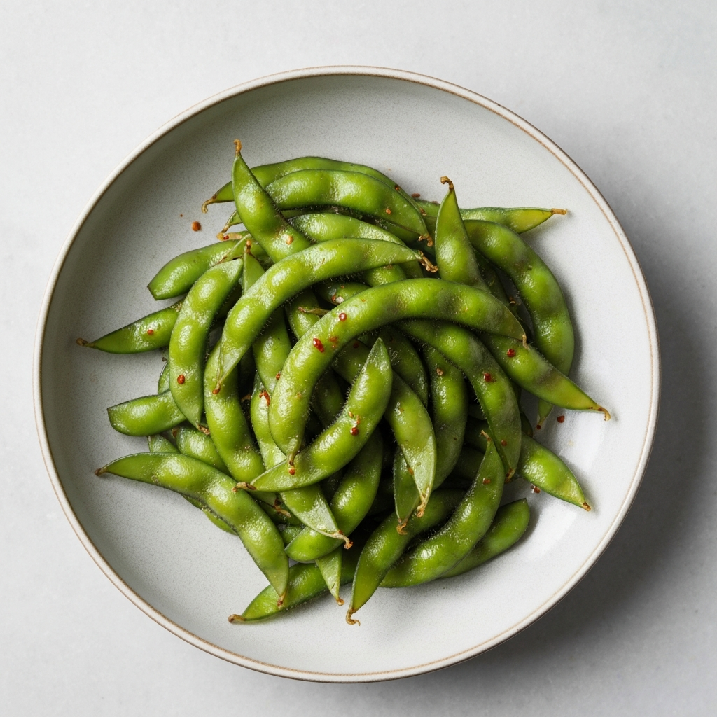 Spicy Edamame with Toasted Sesame Oil and Togarashi