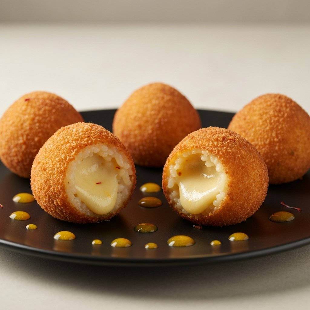 Saffron Arancini with Manchego Filling