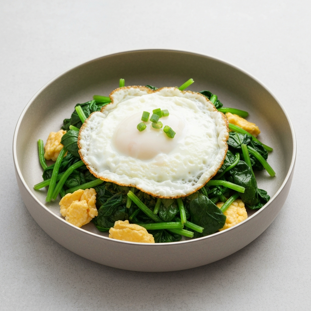 Sunrise Stir-Fried Spinach with Garlic and Egg