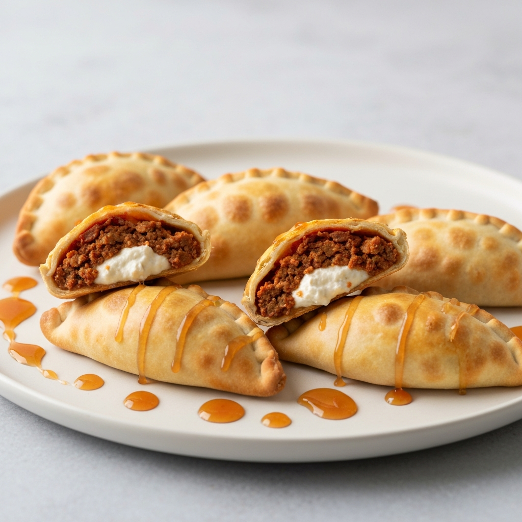 Spicy 'Nduja & Ricotta Empanadas with Hot Honey Drizzle