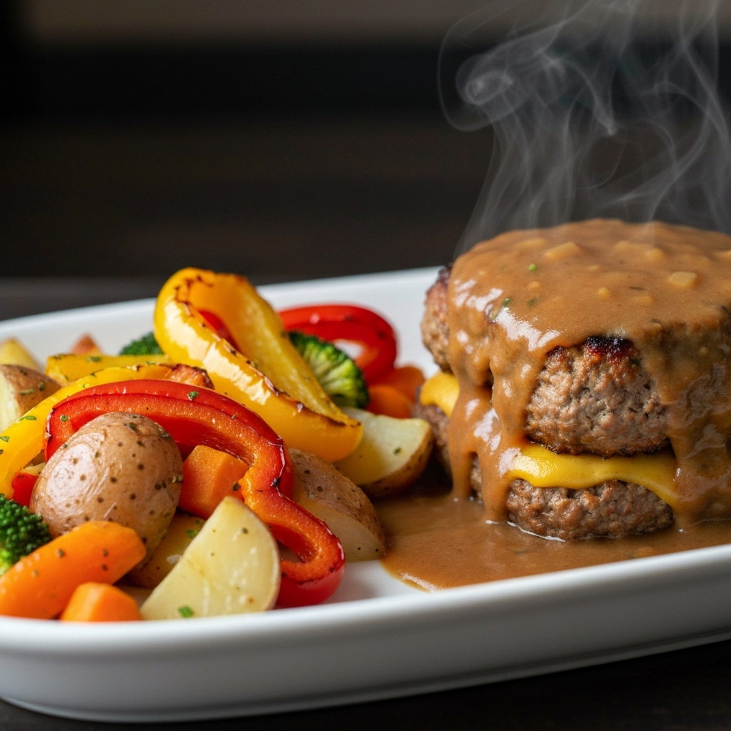 Classic American Meatloaf with Roasted Vegetables