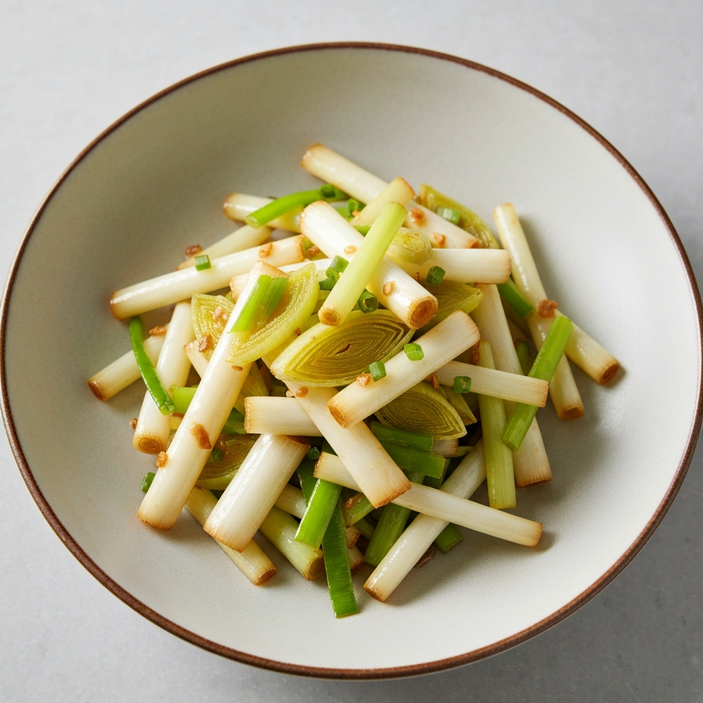 Garlic Ginger Stir-Fried Leeks