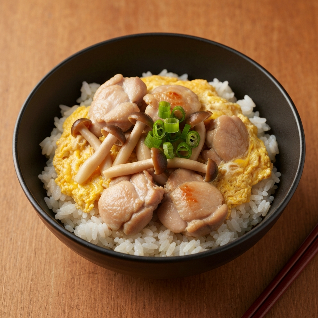 Chicken Oyako Donburi with Autumn Mushrooms