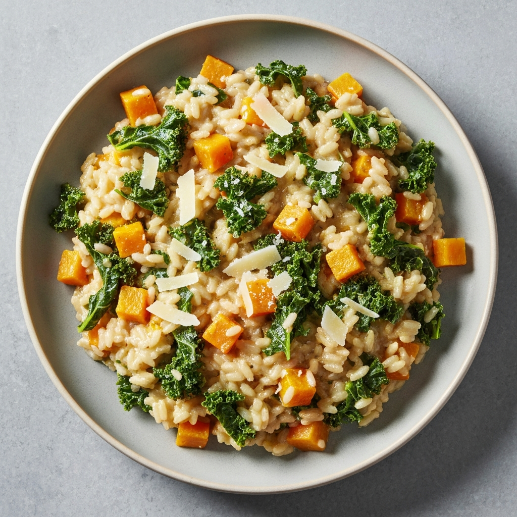 Kale and Butternut Squash Risotto with Jersey Butter