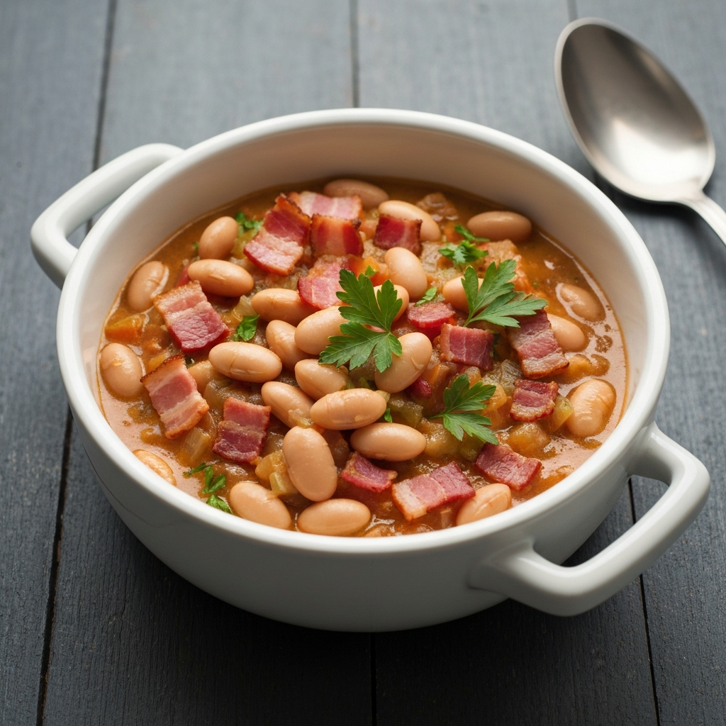 Jersey Bean Crock with Smoked Bacon and Parsley