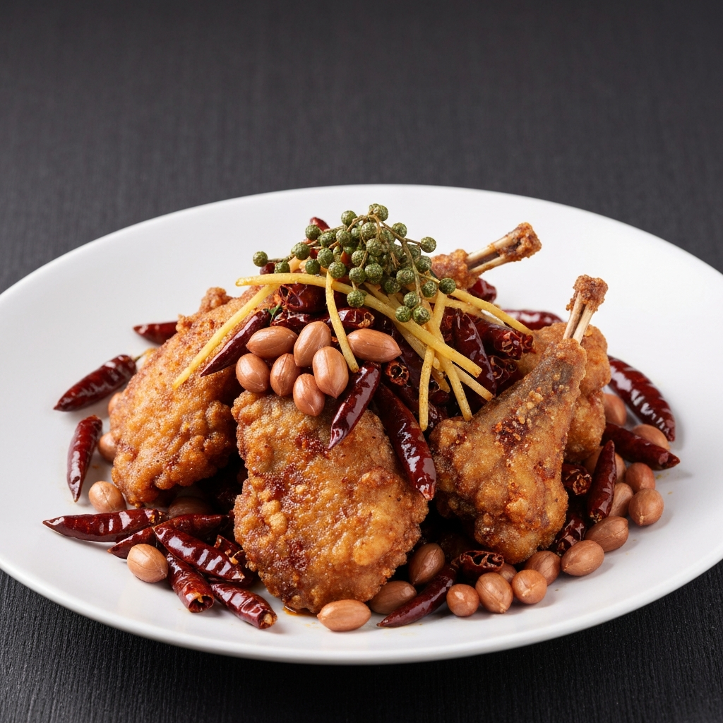 Sichuan Spicy Rabbit with Peanuts and Chilies (La Zi Ji Style)