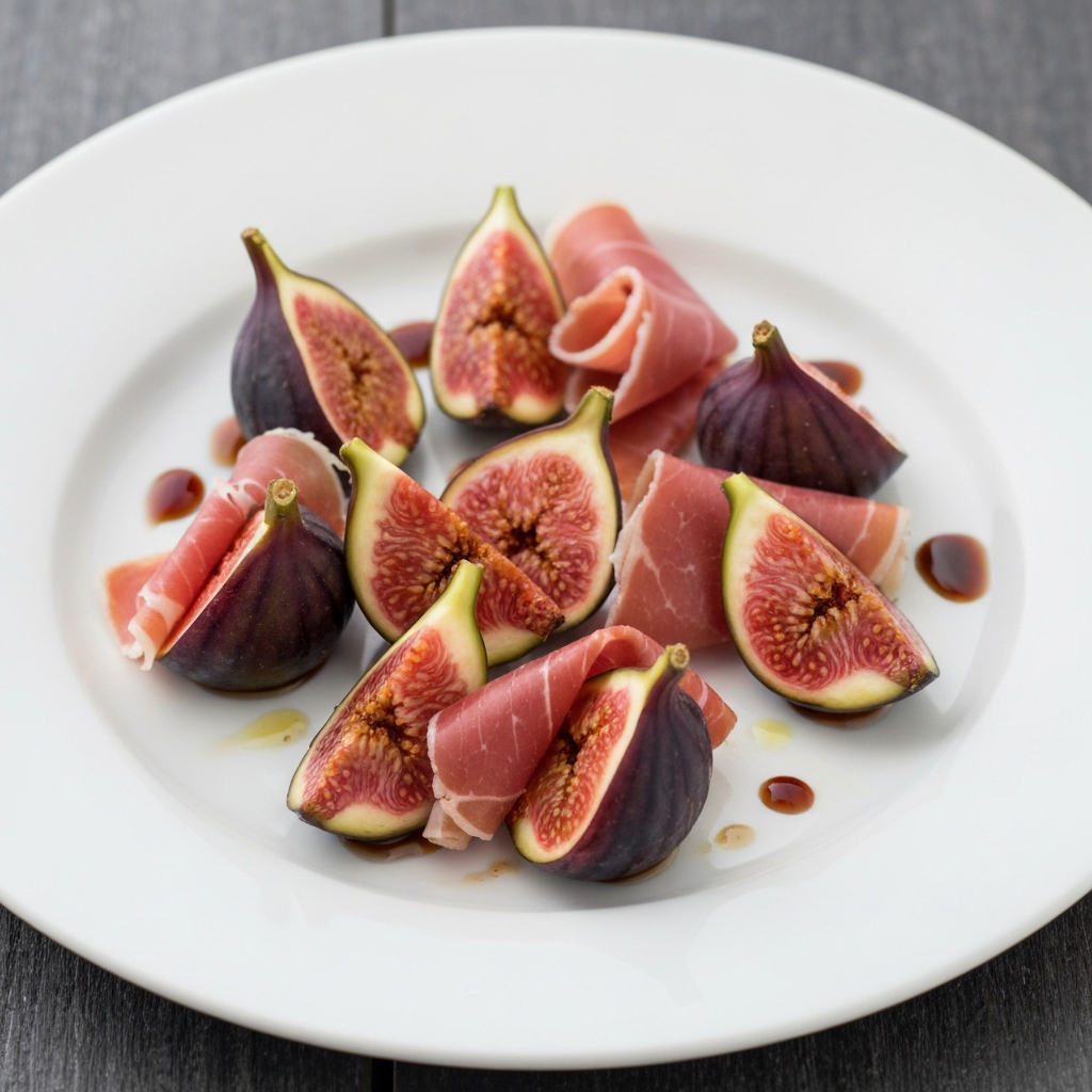 Serrano Ham Wrapped Figs with Balsamic Reduction