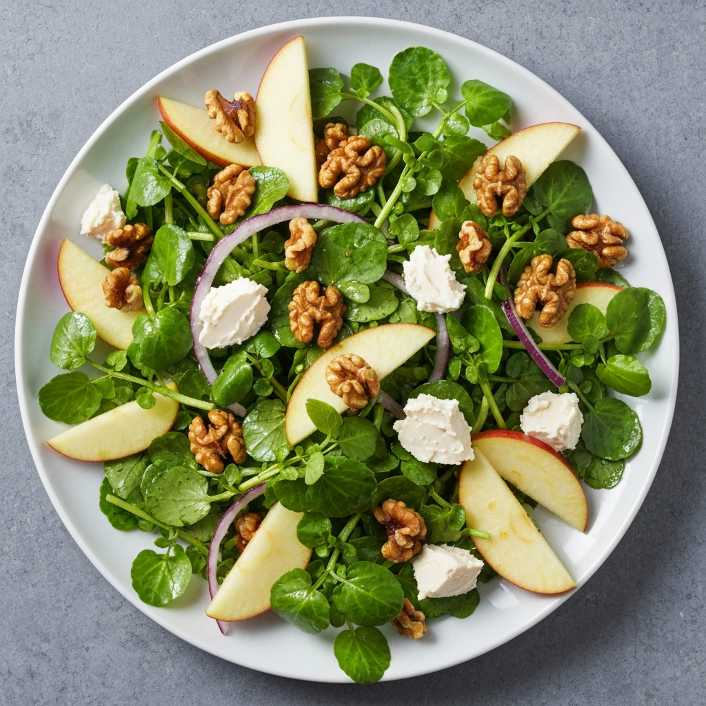 Watercress and Apple Salad with Candied Walnuts and Stilton