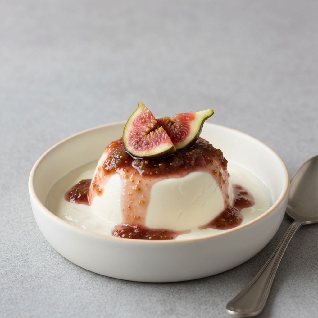 Greek Yogurt Panna Cotta with Fig and Balsamic Glaze