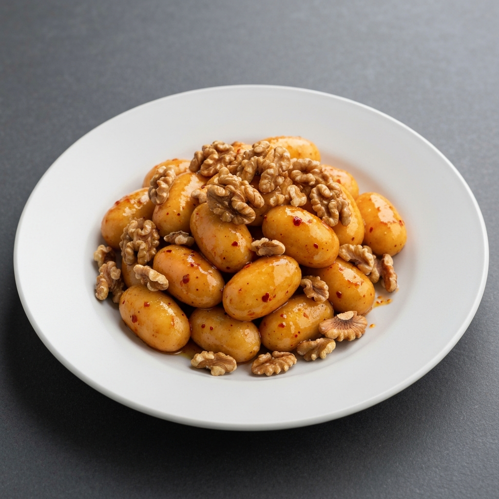 Stir-Fried Jersey Cream Curds with Spicy Honey and Toasted Walnuts