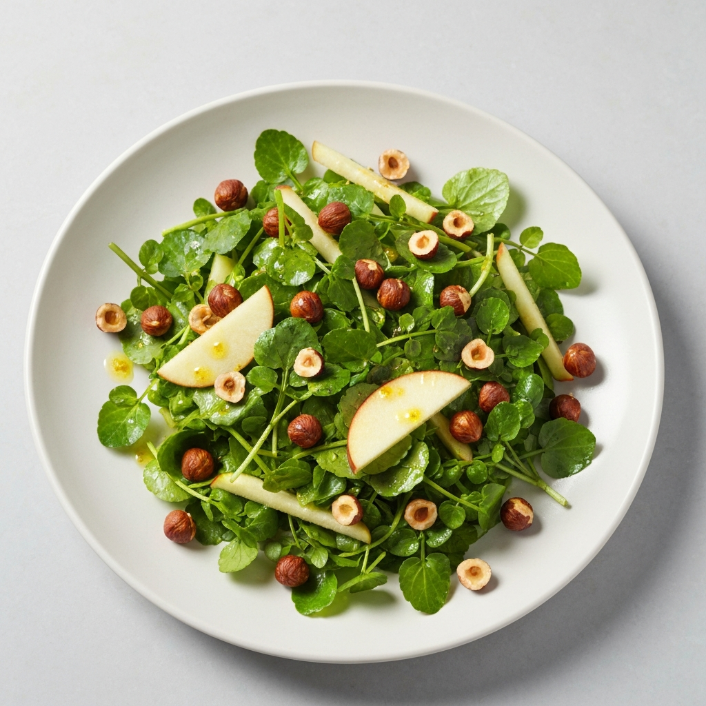 Watercress and Apple Salad with Toasted Hazelnuts & Lemon Vinaigrette