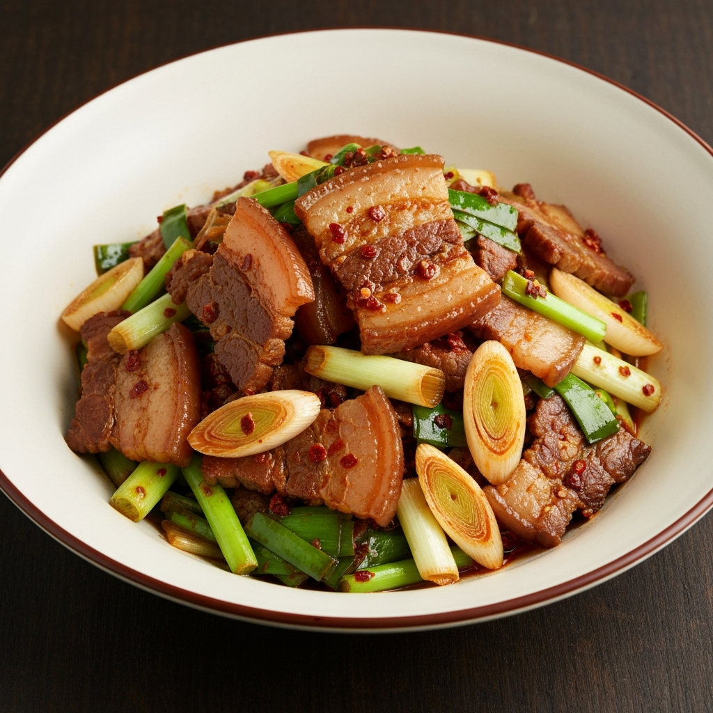 Sichuan Spicy Pork Belly Stir-Fry with Leeks