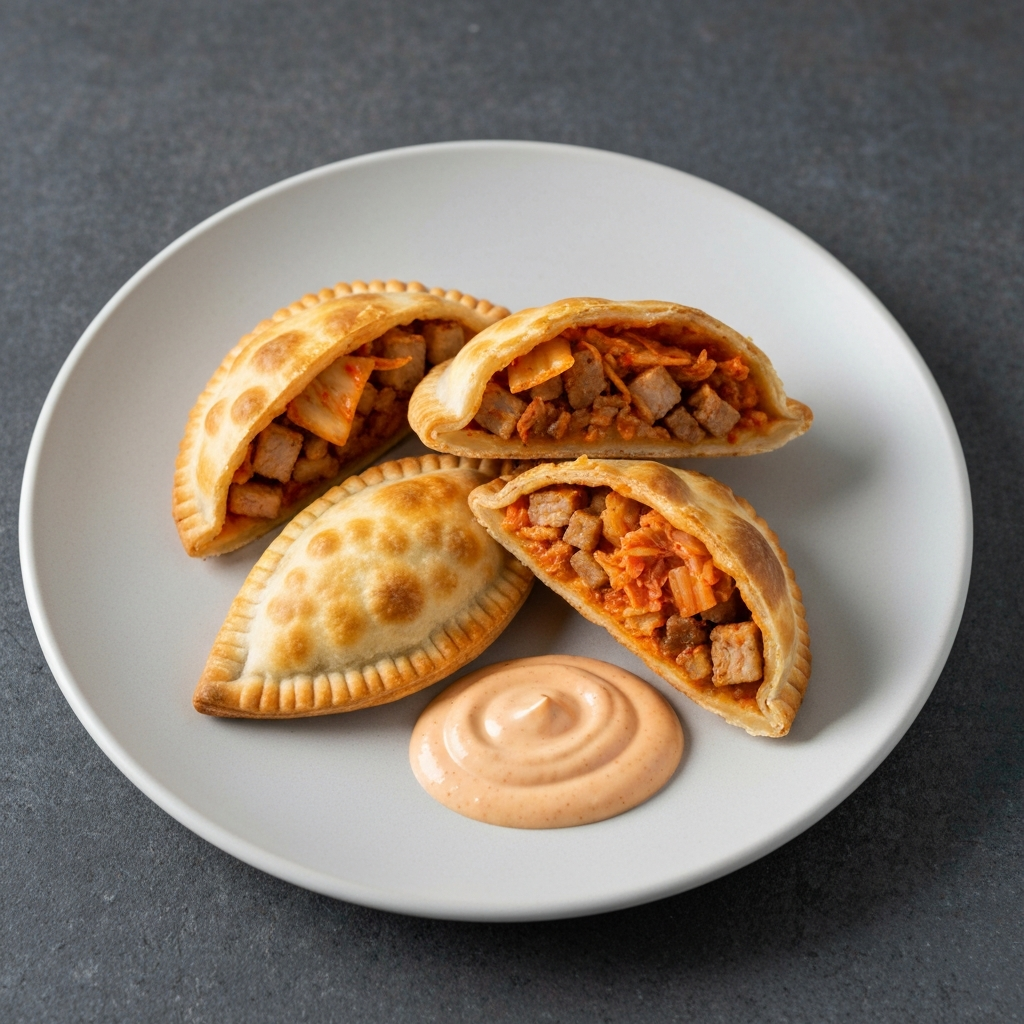 Kimchi & Pork Empanadas with Gochujang Mayo