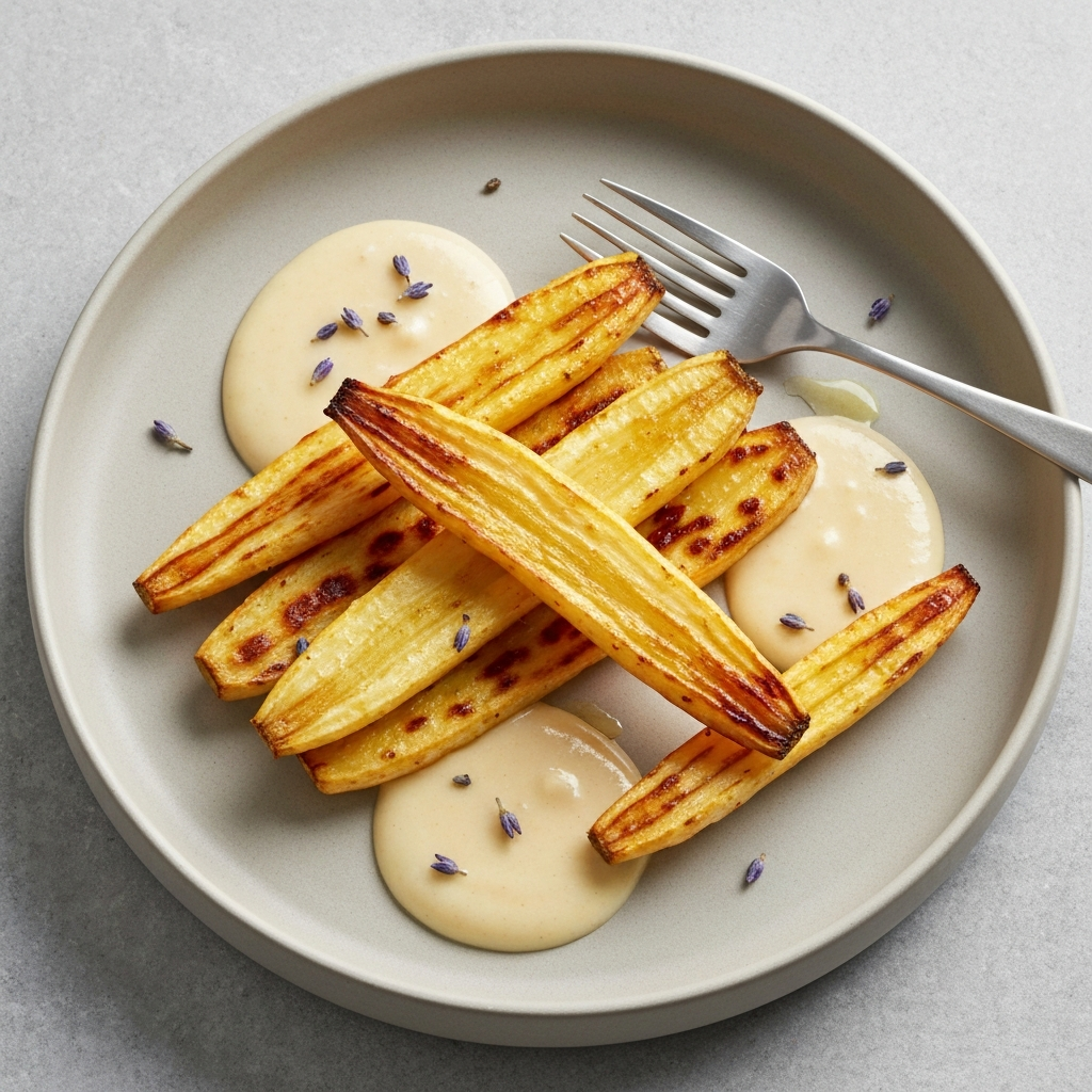 Caramelized Parsnip Rounds with Honey-Lavender Crème Fraîche