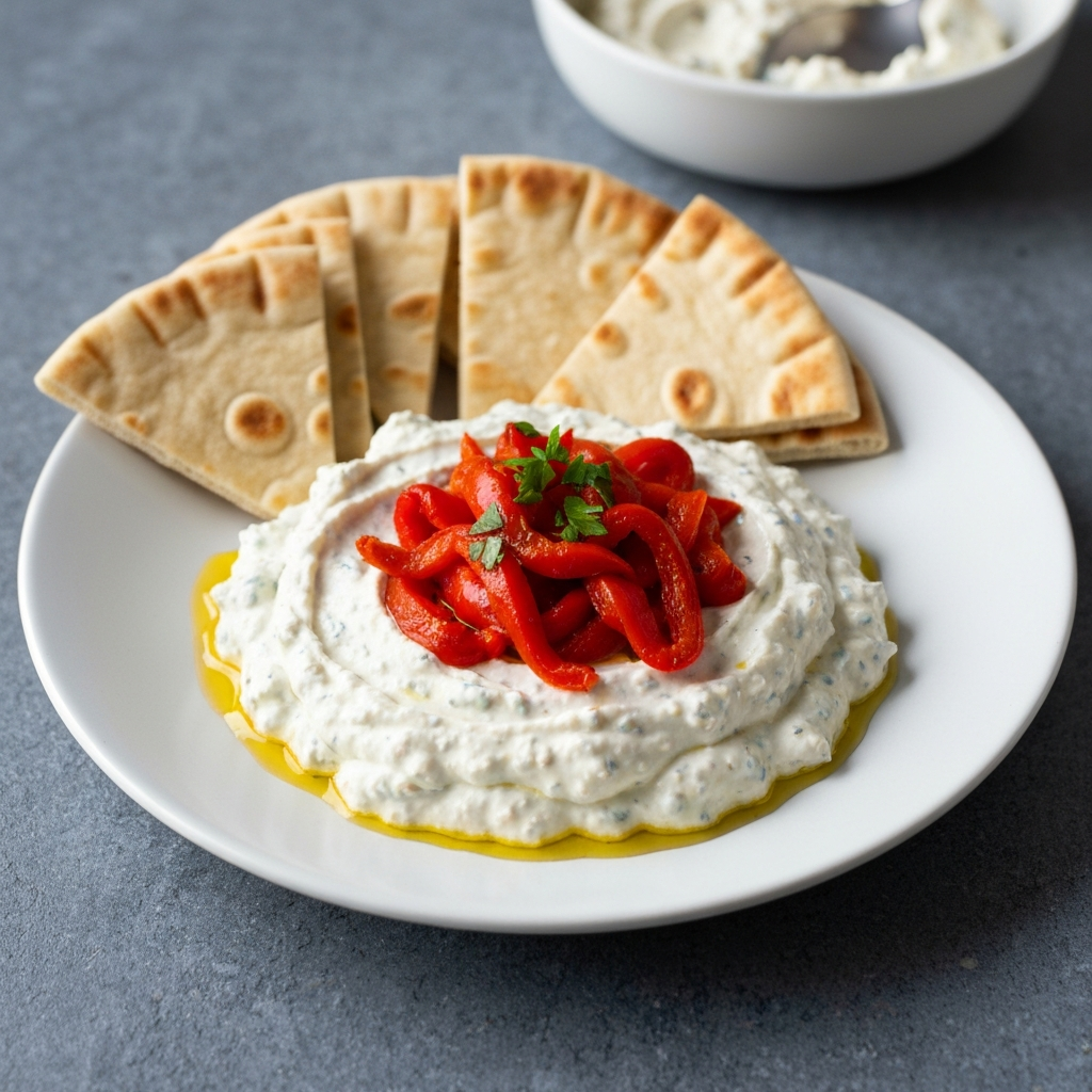 Whipped Feta with Roasted Red Pepper and Pita