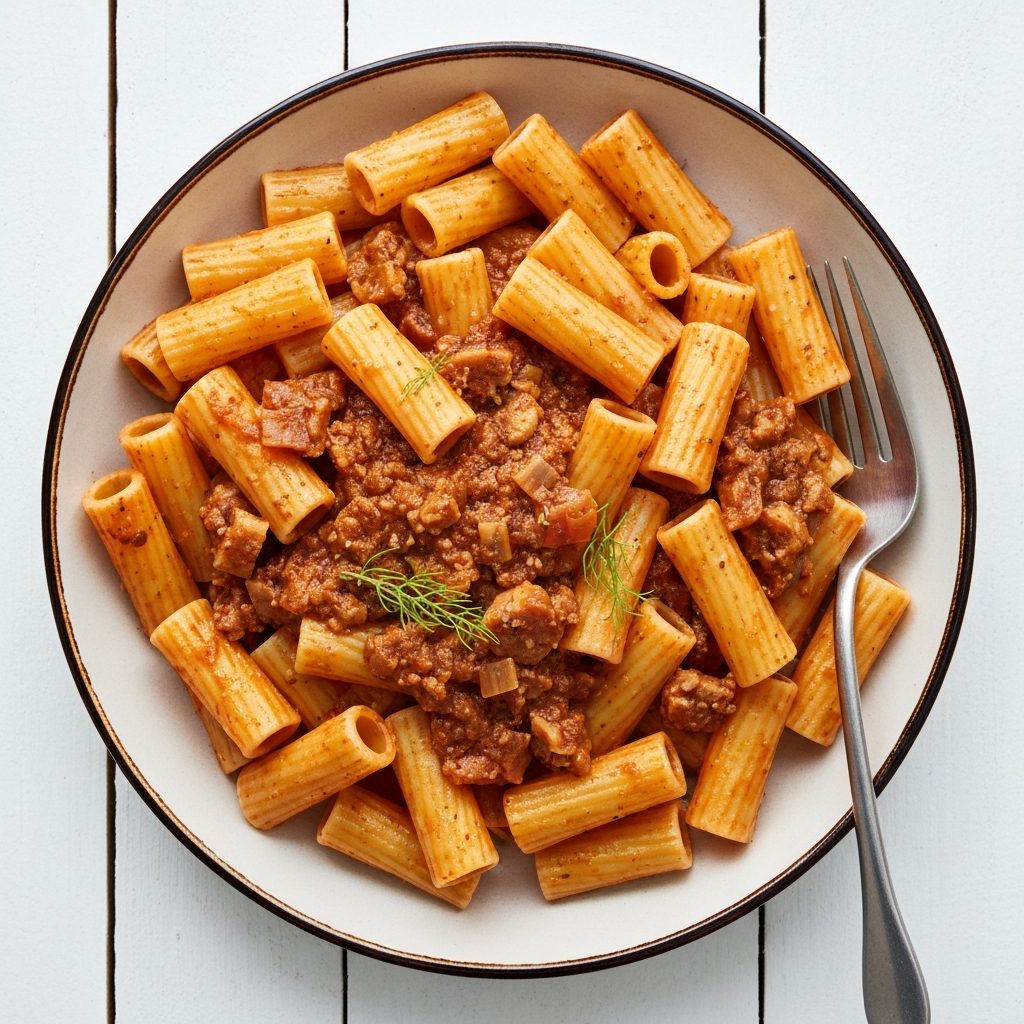 Spicy Rigatoni with Fennel Sausage Ragù