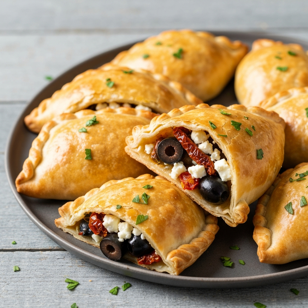 Mediterranean Empanadas with Feta, Olives & Sun-Dried Tomatoes