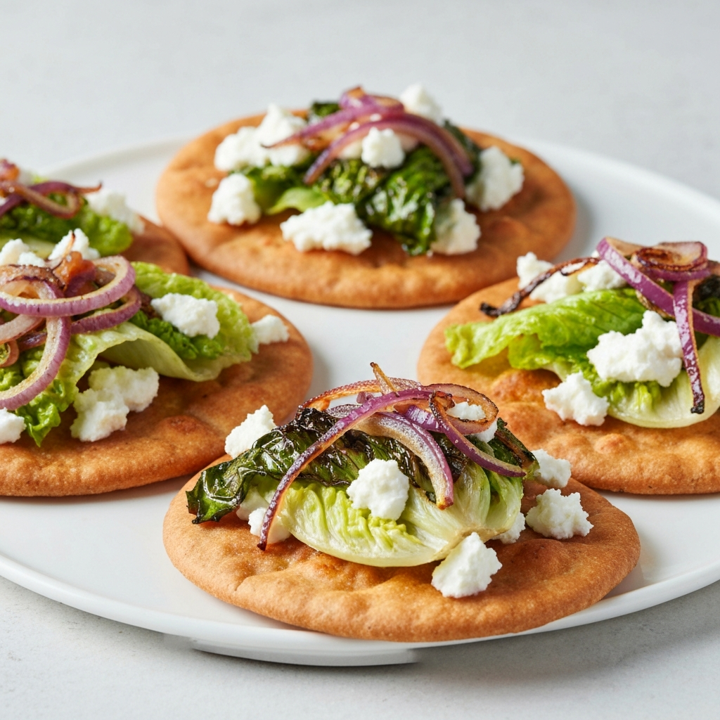 Caramelized Onion and Lettuce Flatbreads
