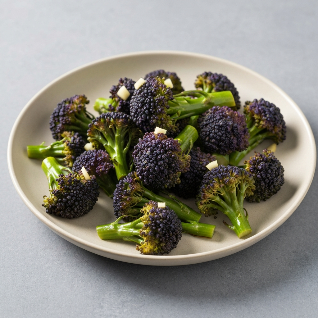 Slow-Cooked Purple Sprouting Broccoli Bites with Garlic & Chili