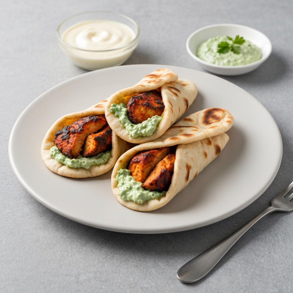 Tandoori Chicken Naan Wraps with Mint-Cilantro Chutney