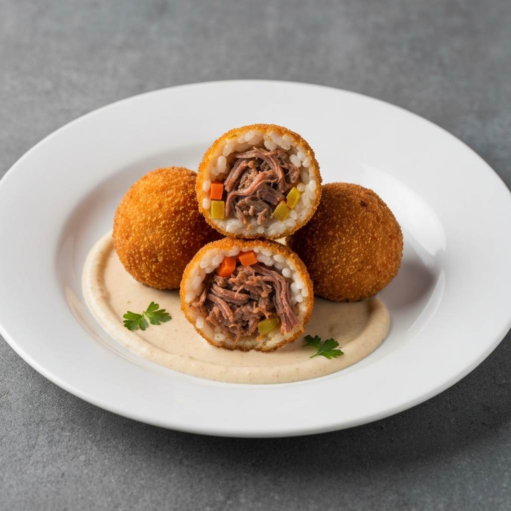 Pot-au-Feu Arancini with Horseradish Aioli