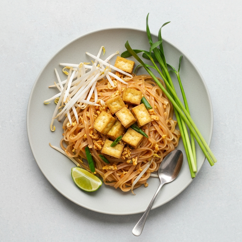Vegan Pad Thai with Tofu and Tamarind Sauce